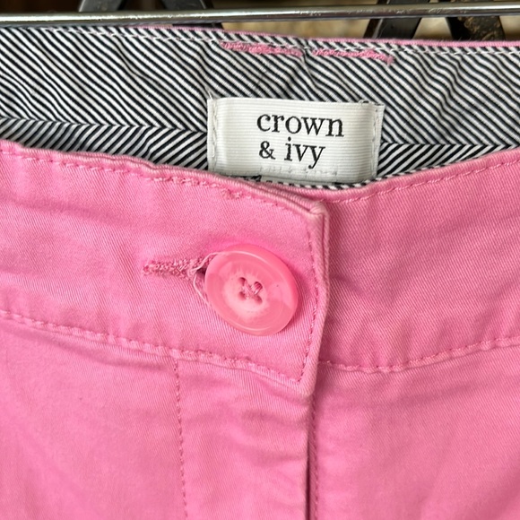 Crown & Ivy Pink Chino Pants Spring Summer Womens 8 Cotton Spandex Straight Leg - Picture 7 of 7